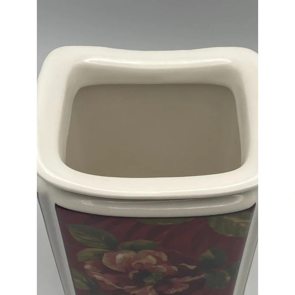 222 Fifth Belize Canister NO LID Medium Utensil Holder‎ Red Camellia Orchid